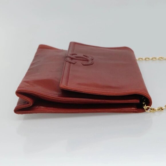 CHANEL Chain Shoulder Bag Lamb Skin Red Gold - Picture 3 of 16